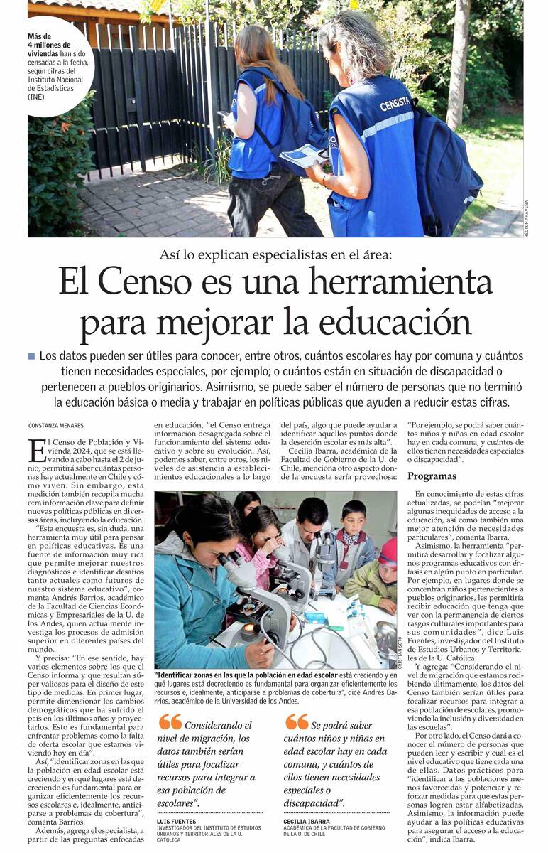 PRENSA I El censo es una herramienta para mejorar la educación